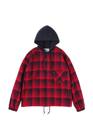 Flannel Hoodie - Red / Black (SD25F-SH05)