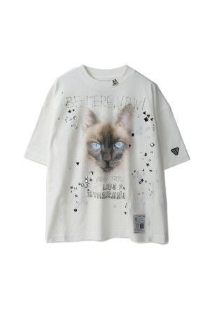 EMBELLISHED DISTRESSED  TEE - WHITE (K15TS762)