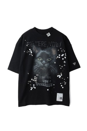 EMBELLISHED DISTRESSED  TEE - BLACK (K15TS762)