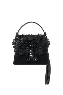 black lei beads mini hand bag - Black (TD-25AW-BG04)