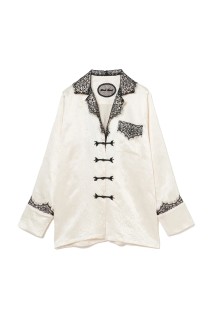 lace collar sleep china button shirt - Ivory (TD-25AW-SH52)