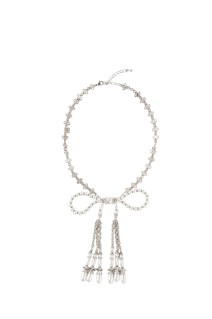pearl ribbon chain necklace - White (TD-25SS-AC21)