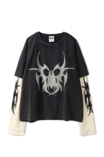 Studded Roach Layered Longsleeve - Vintage Black/Cream (LS04)