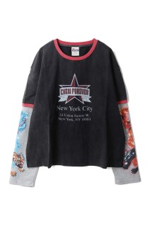 Tommy Layered Ringer Longsleeve - Vintage Black/Grey (RSL01)