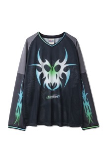 Roach Longsleeve Mesh Football Jersey - Toxic Green/black/grey (JS02)
