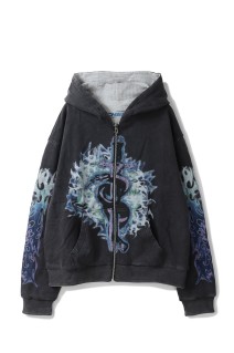 Reversible  Crank/Tommy Zip Hooded Sweatshirt - HeatherGrey/Black (RHD01)