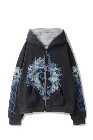 Reversible  Crank/Tommy Zip Hooded Sweatshirt - HeatherGrey/Black (RHD01)