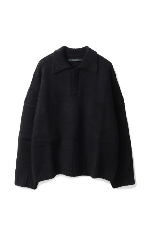 WOOL KNIT POLO SWEATER - NIGHT (T24028)