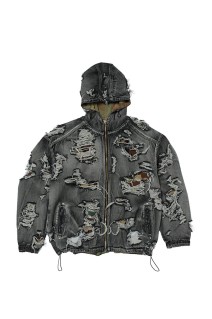 Hell Denim Camo Hooded Zip-Up / BLACK (TC25JK2302)