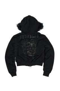 TC Angels Crystal Embellished Hooded Zip-Up / BLACK (TC25SS2401W)