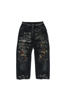 Vintage-Stitched Camo Denim Pants / BLACK (TC25PT3002)