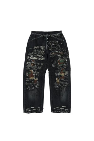 Vintage-Stitched Camo Denim Pants / BLACK (TC25PT3002)