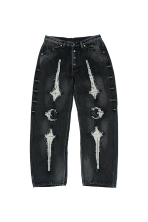 TC Bone Leather Denim Pants / BLACK (TC25PT2102)