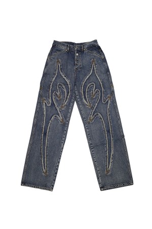 TRIBAL DENIM PANTS - BLUE (TC23PT0701)