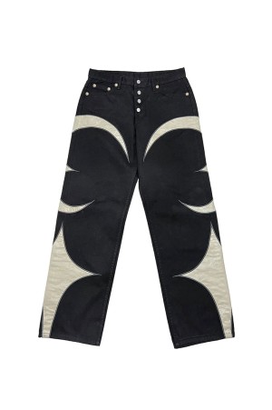 TC LEATHER WASHING DENIM PANTS - BLACK (TC23PT0901)