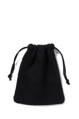Back side skin DRAWSTRING POUCH : L - BLACK (DA122)