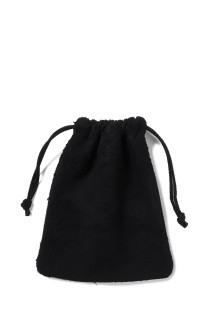 Back side skin DRAWSTRING POUCH : L - BLACK (DA122)