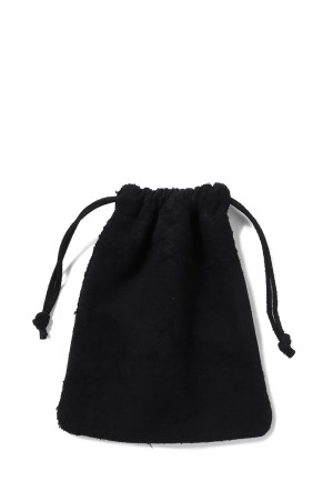 Back side skin DRAWSTRING POUCH : L - BLACK (DA122)