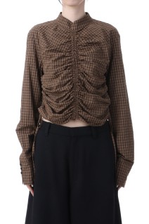 Checkgather Compact Blouse -BROWN(12520419)