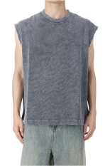 Chemical Over-Dye Prime-Over Sleeveless T-Shirt -WHITE(11251411319)