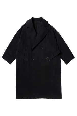 Maxi Length Cotton Silk Trench Coat - NAVY (26SAP-01-19)