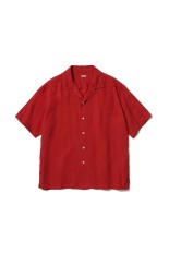 Vintage Silk Linen S/S Open Collar Shirt - RED (26SAP-02-09)