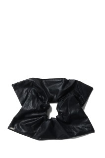 Medium Square Leather-Style Scrunchie - BLACK(hp7324)