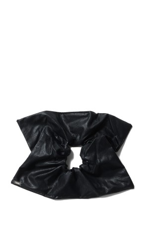 Medium Square Leather-Style Scrunchie - BLACK(hp7324)
