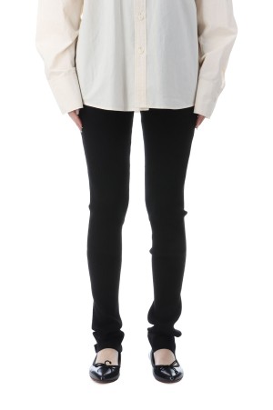 Loose Hem Rib Knit Leggings - BLACK (153WNP255027)