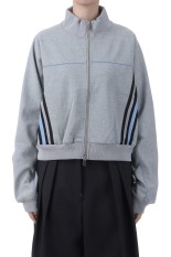 Front Zip High Neck Jersey Tops - GRAY (21252415701)