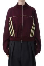Front Zip High Neck Jersey Tops - BURGUNDY (21252415701)