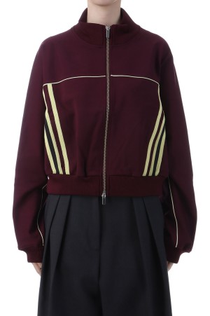 Front Zip High Neck Jersey Tops - BURGUNDY (21252415701)