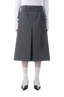 Box Pleats Mid-length Skirt - GRAY (21252515707)