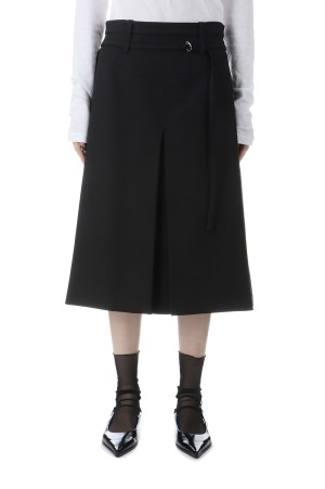 Box Pleats Mid-length Skirt - BLACK (21252515707)