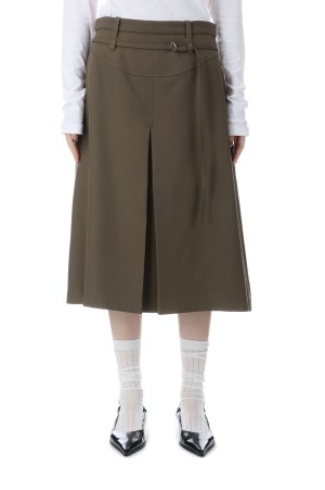 Box Pleats Mid-length Skirt - KHAKI (21252515707)