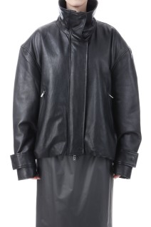 Sheep Leather High Neck Blouson - BLACK (31252216101)