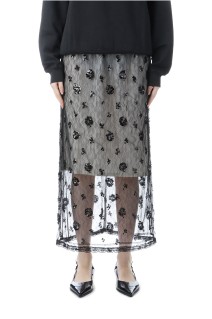 Veil Lace Layered Skirt - BLACK (31252515901)