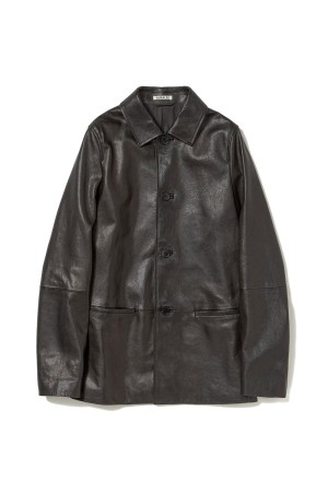 TEXTURED LAMB LEATHER BLOUSON - BLACK (A26SB03BL)