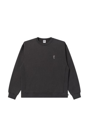 HWC EMBROIDERED PIGMENT DYED CREW SWEAT - CHARCOAL (BEPFW25CS07)
