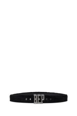 GLITTERED LETTERS FAUX FUR BELT - BLACK (BEPFW25AC64)