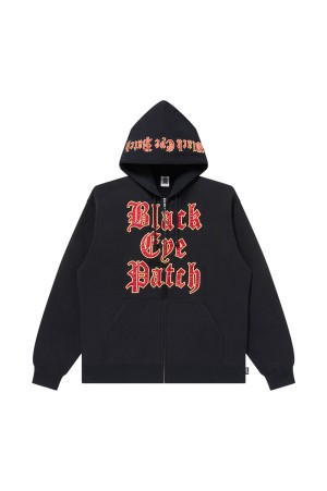 STACKED OE LOGO ZIP HOODIE - BLACK (BEPFW25CS08)