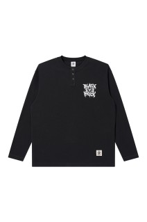 TRAP METAL LOGO HENLEY NECK L/S TEE - BLACK (BEPFW25LT14)