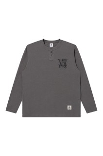 TRAP METAL LOGO HENLEY NECK L/S TEE - CHARCOAL (BEPFW25LT14)