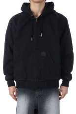 WASHED HOODED DUCK JACKET - BLACK (BEPFW25OT07)