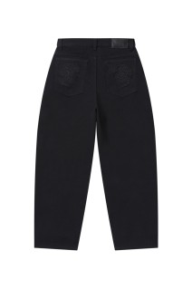 DRAGONS EMBROIDERED WASHED BAGGY PANTS - BLACK (BEPFW25PA18)