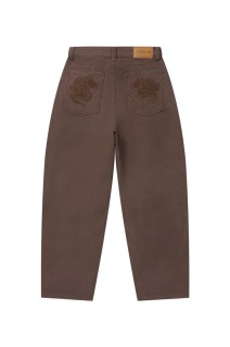 DRAGONS EMBROIDERED WASHED BAGGY PANTS - BROWN (BEPFW25PA18)