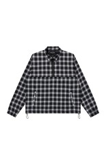 COLLARED HALF ZIP FLANNEL PULLOVER - BLACK (BEPFW25TP12)
