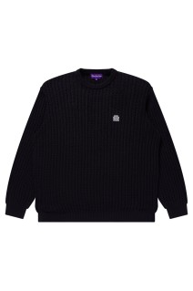 OG LABEL WAFFLE KNITTED CREW - BLACK (BEPFW25TP17)