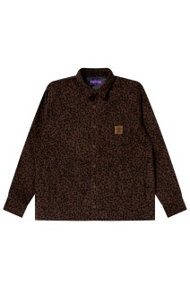 LEOPARD PATTERNED QUILTED SHIRT JACKET - BROWN (BEPFW25TP18)