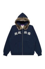 FAUX FUR HOODED HWC ZIP HOODIE - NAVY (BEPFW25TP19)